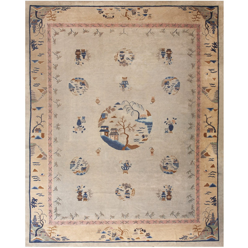 Antique Peking Room Size Wool Light Rug