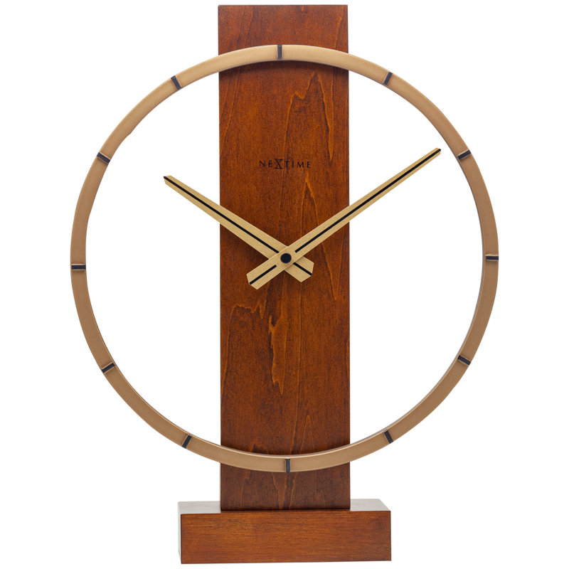 Carl Modern & Contemporary Analog Solid Wood Tabletop Clock, Brown