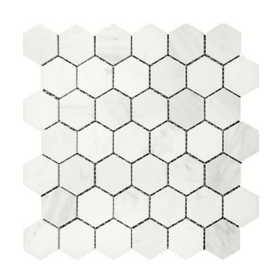 Carreau de mosaïque en marbre nid d'abeille pour mur et plancher Eastern White 2 po x 2 po