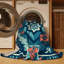 Tapis bleu éclectique lavable à la machine Flemington Maui-2023408009