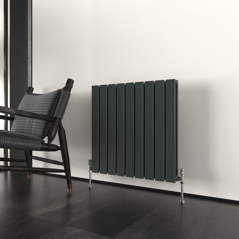 Flat Panel Central Heating Designer Radiator, 60cm H x 61.2cm W x 5.8cm D, Anthracite