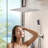 Ceiling-Mounted Complete 10" High-Pressure Shower System with Rough in-Valve Brushed Nickel-125529422