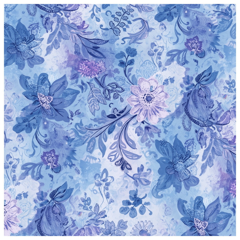 Coussins décoratifs bleus et mauves à motif floral, 20 x 20 pouces