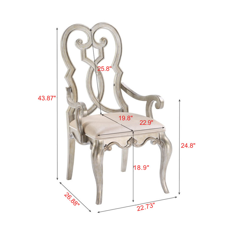 Fauteuil Colonnade (lot de 2) en velours ivoire avec finition champagne antique