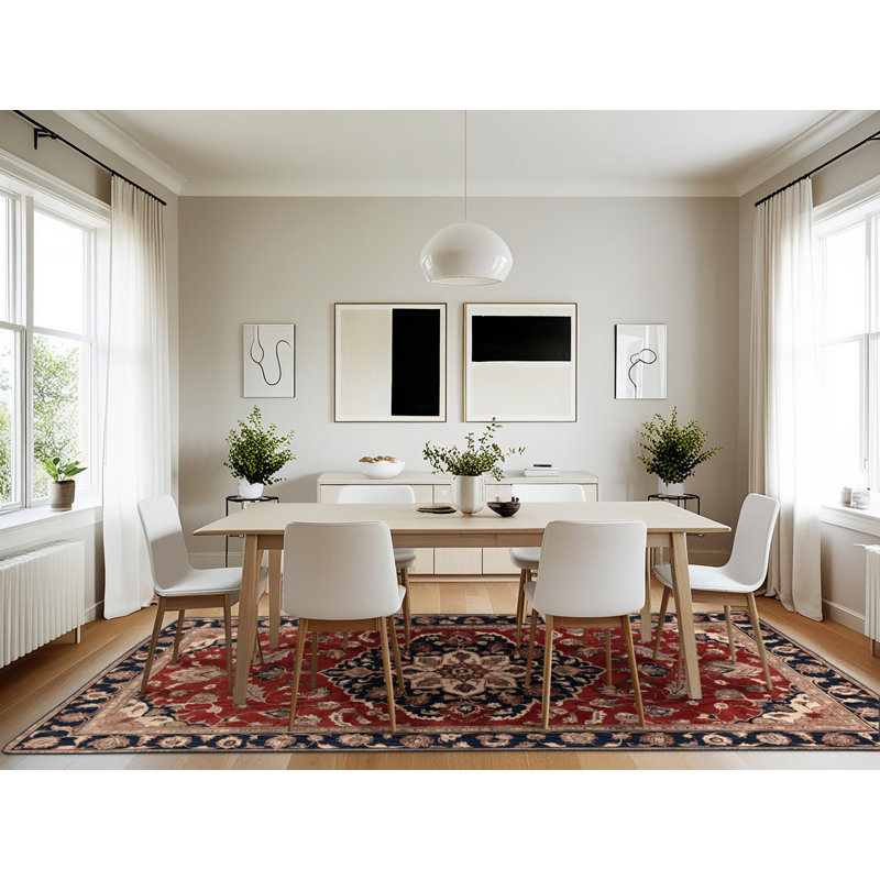 Machine Washable Persian Black Area Rug, Rectangle 7' x 10'