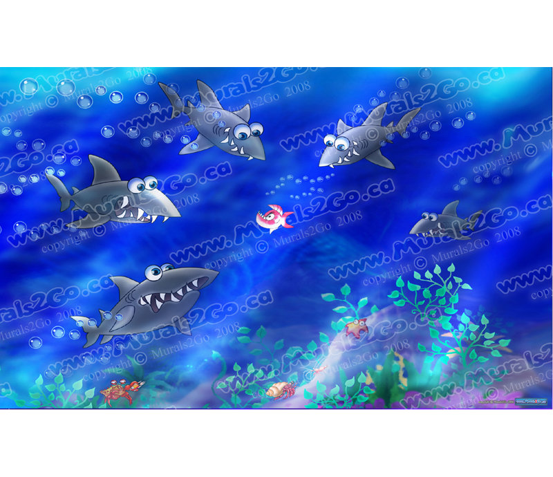 Adhésif décoratif requins, H 30 po x l 48 po