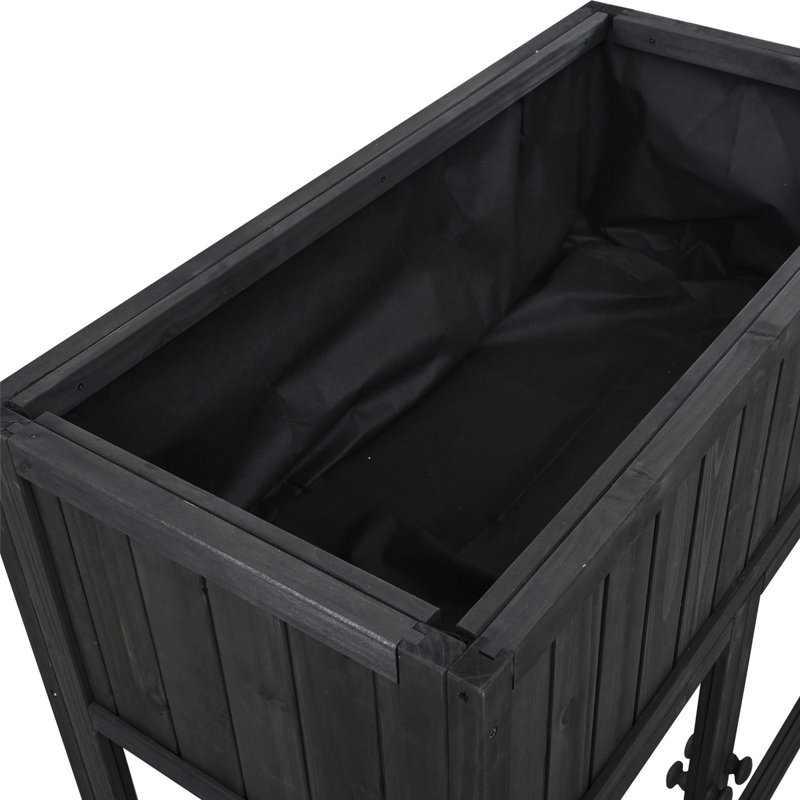 Elevated Garden Bed Raised Planter For Outdoor Indoor With Wheels, Black
