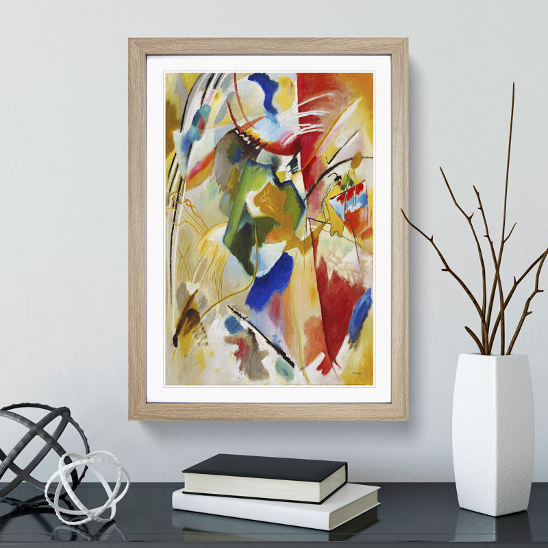 Green Center by Wassily Kandinsky - Picture Frame Painting, 36cm H x 27cm W x 2cm D, Oak Framed