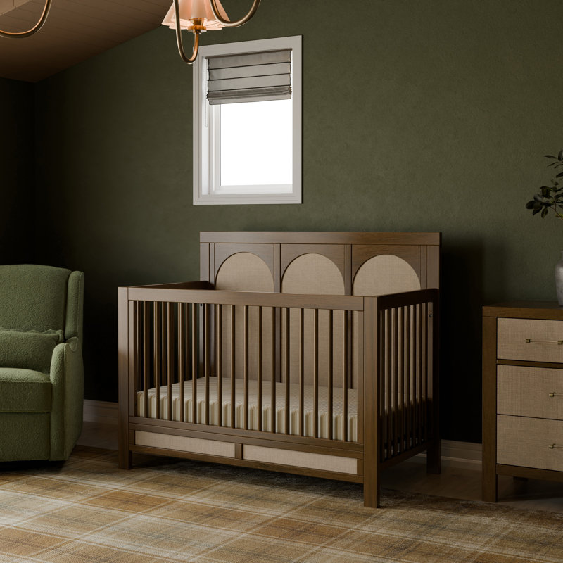 Eloise 4-in-1 Convertible Crib, Natural Walnut/Performance Sand Eco Weave