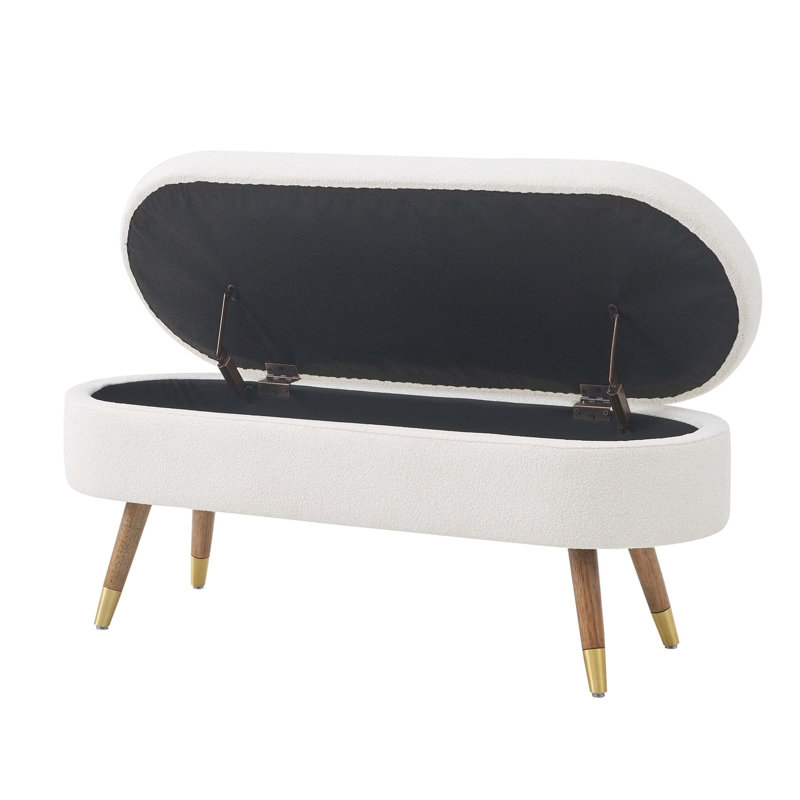 Banc de rangement avec repose-pieds Boucle, Ivoire