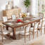 Table de salle à manger en bois massif de 220 cm de long, table de cuisine de style campagnard pour 6 à 8 personnes