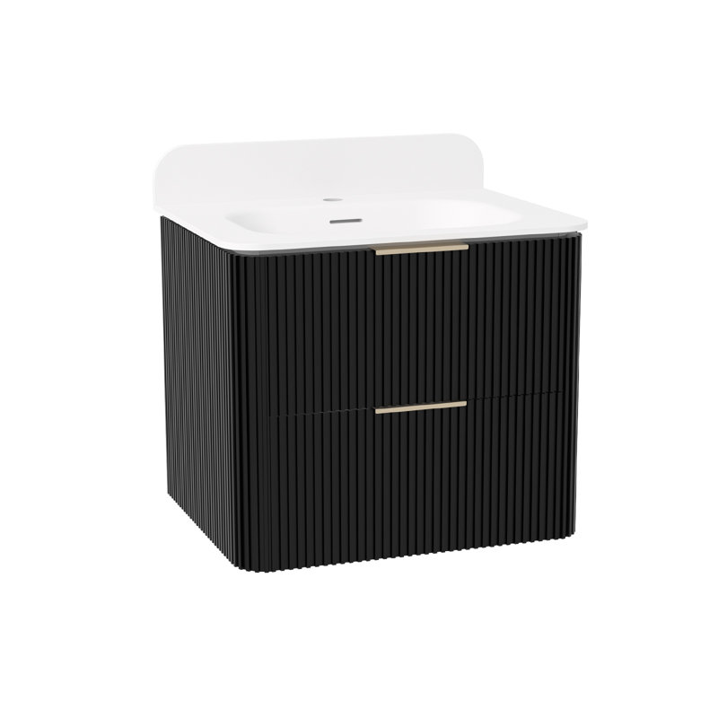 Ensemble de meuble-lavabo flottant 24 po avec lavabo simple Benford, Noir / argenté