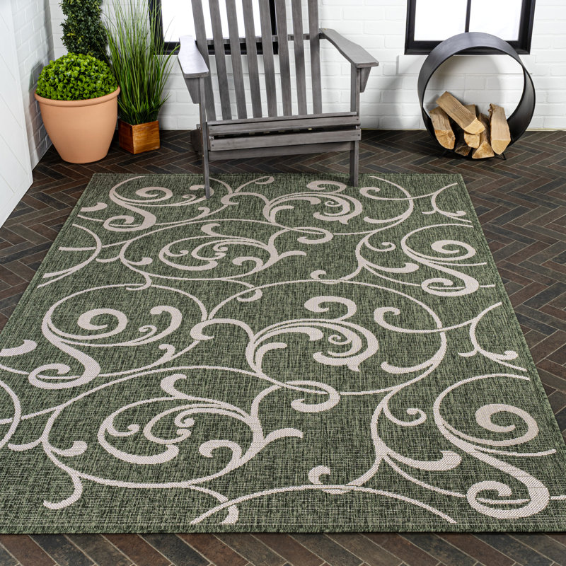 Tapis d'intérieur / extérieur à volutes Maribel, Rectangle 2 pi 11 po x 4 pi 11 po