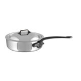 Mauviel M'cook CI 5-Ply Stainless Steel Saute Pan With Lid, Cast Iron Handle, 3.2-Qt