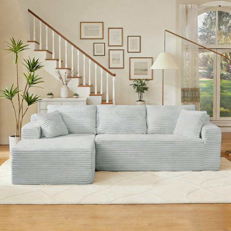 L-Shaped Modular Sofa Couch, Light Gray