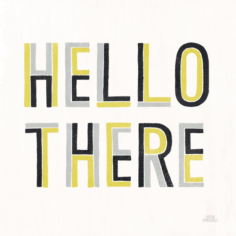 Retro Words III Yellow Black by Laura Marshall - No Frame Print on Canvas, 30cm H x 46cm W x 3.8cm D