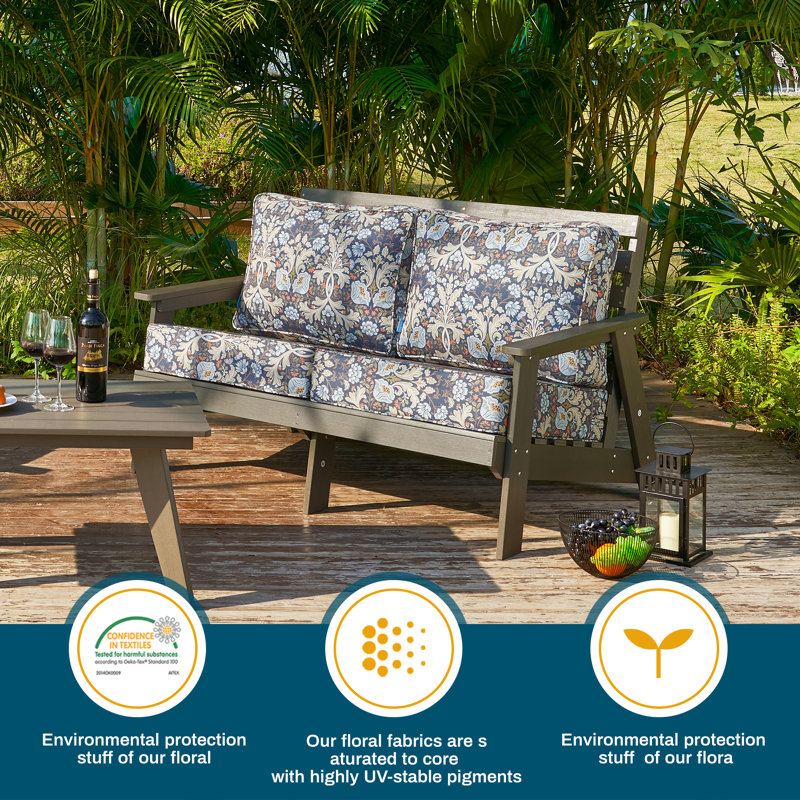 Outdoor 4'' Cushion Cover, Gray/Light Blue