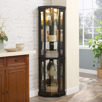 Corner Glass Cabinet Lighted Curio Cabinet Corner Display