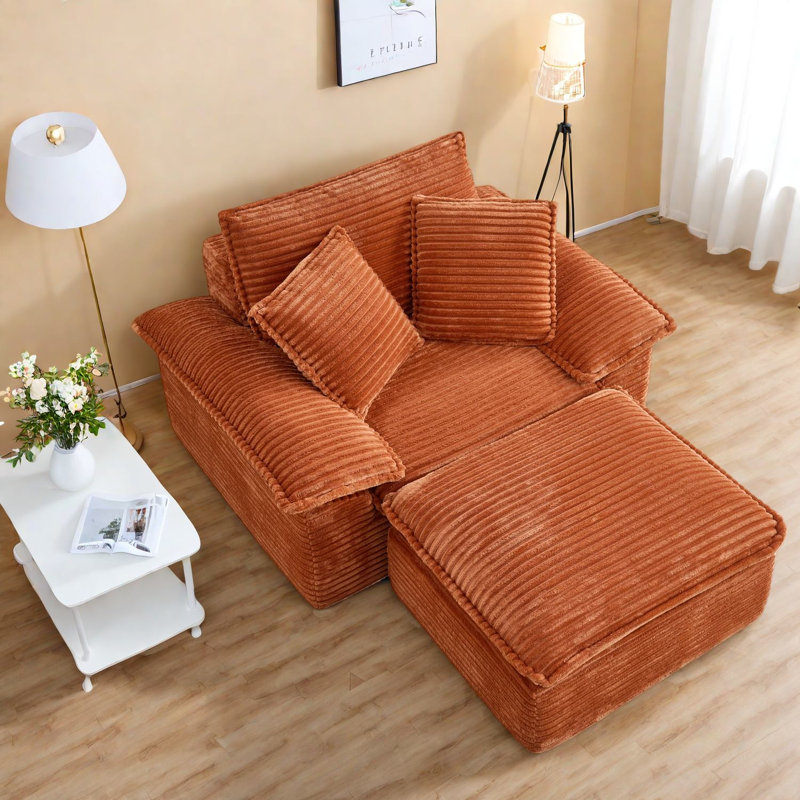 Fauteuil modulaire à compression en velours côtelé 47 pouces