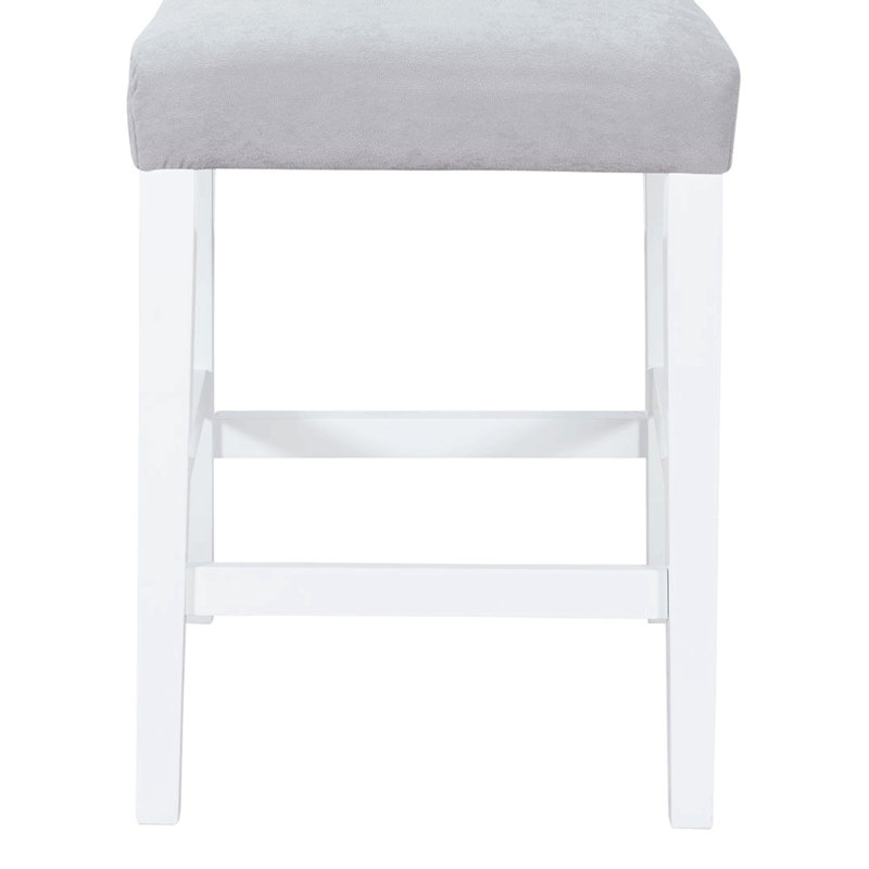 Tabourets de bar gris (ensemble de 2), Siège gris / cadre blanc, 2