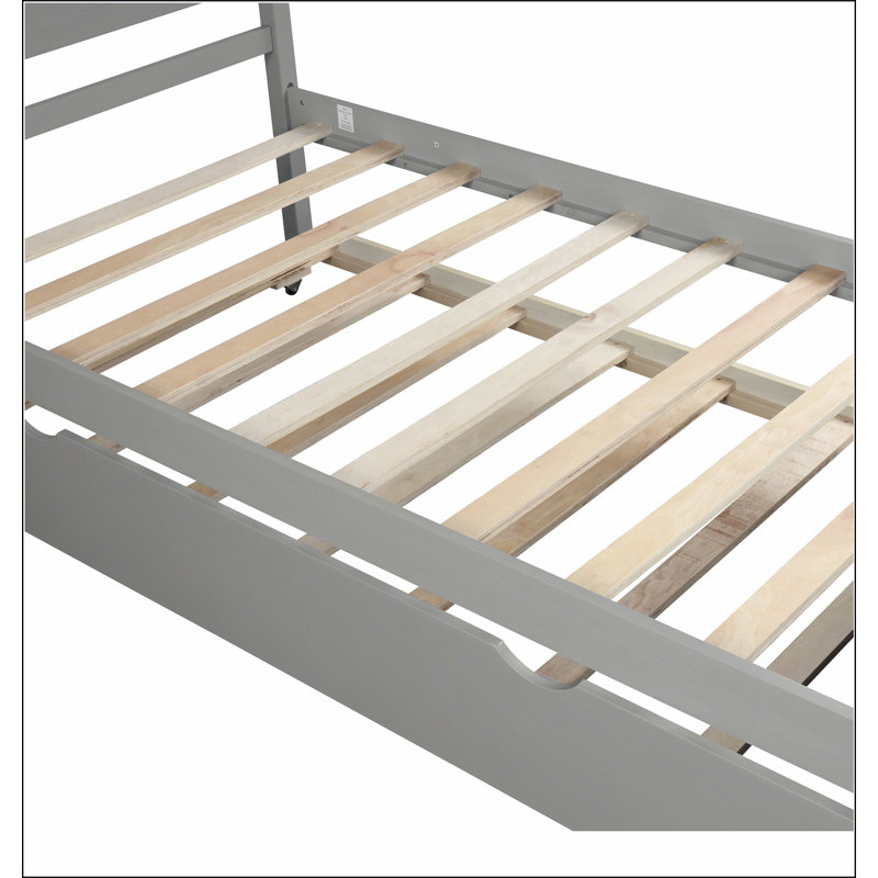 Lit plate-forme avec lit gigogne, Gris