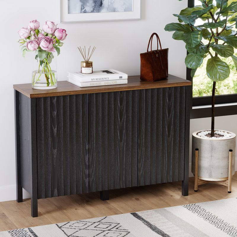 Modern Shoe Cabinet With Storage, Black/Brown