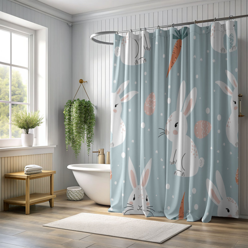 Rideau de douche Rabbit Boho - Premium 26, H 74 po x l 71 po