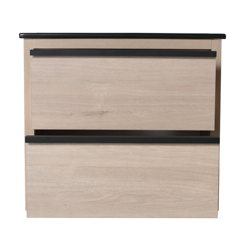 Meuble-lavabo 24 po avec lavabo en céramique noire et 2 tiroirs à fermeture douce