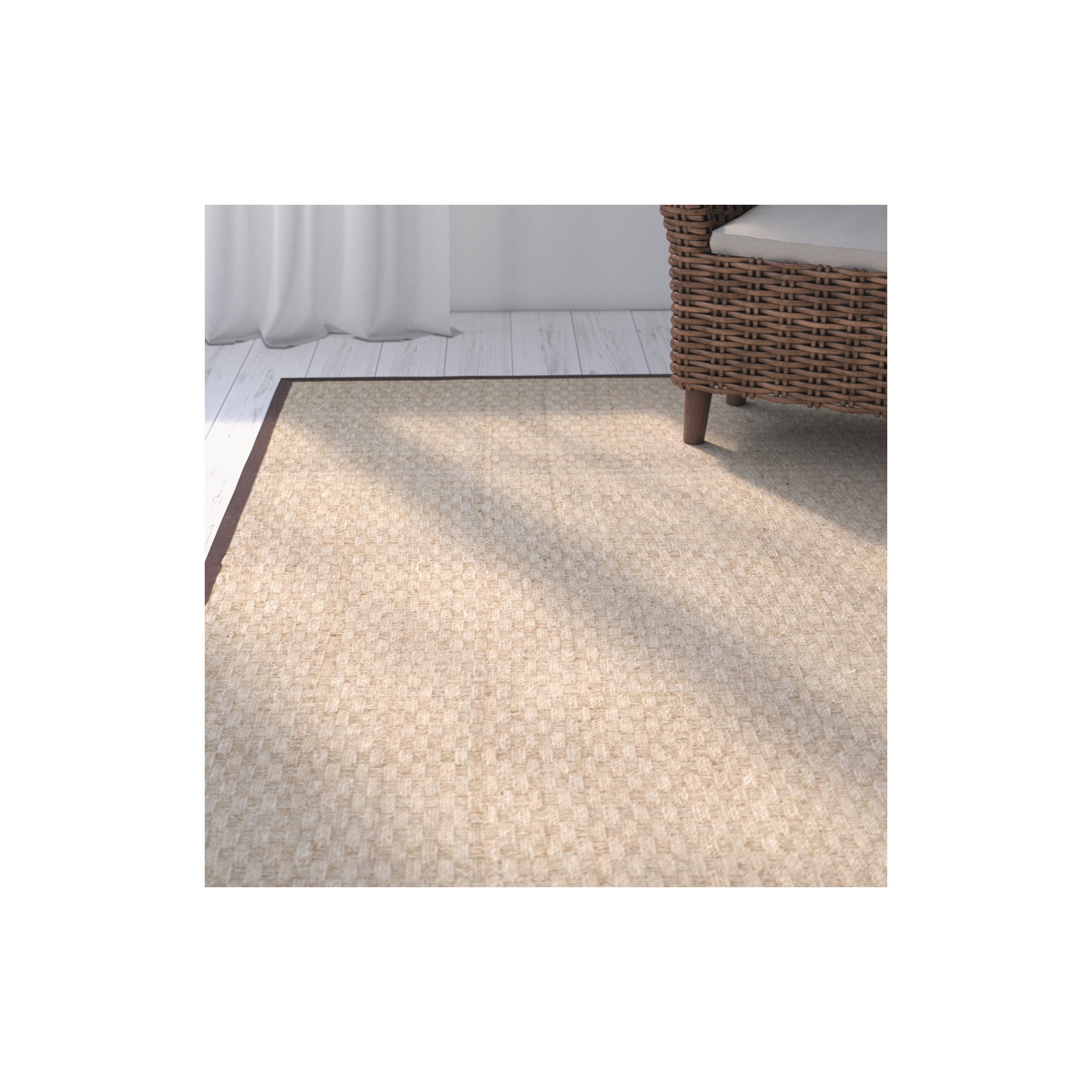 Debroh Natural Fiber Seagrass Solid Color Rug, Rectangle 9' x 12'