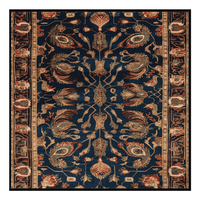 Machine Washable Art Deco Gray Area Rug, Square 5'
