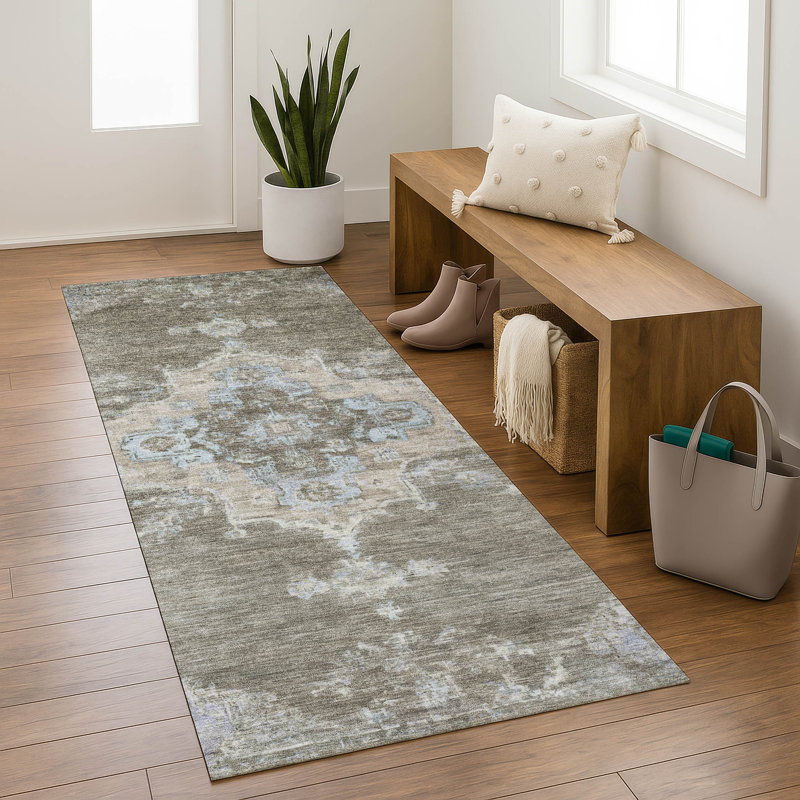 Premium Machine Washable Mayfield AMF2321 Global Rug, 2'3" x 7'6" Runner, Brown