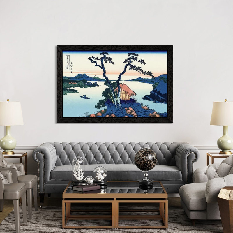 Lake Suwa In The Shinano Province, C.1830 by Katsushika Hokusai - Print on Canvas, Black Framed, 152.5 cm H x 101.5 cm W