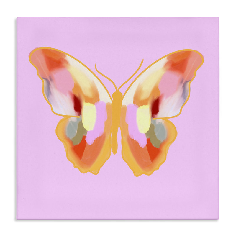 Toile aux ailes de papillon peintes de couleurs vives, design par Ashley Singleton, H 36 po x l 36 po