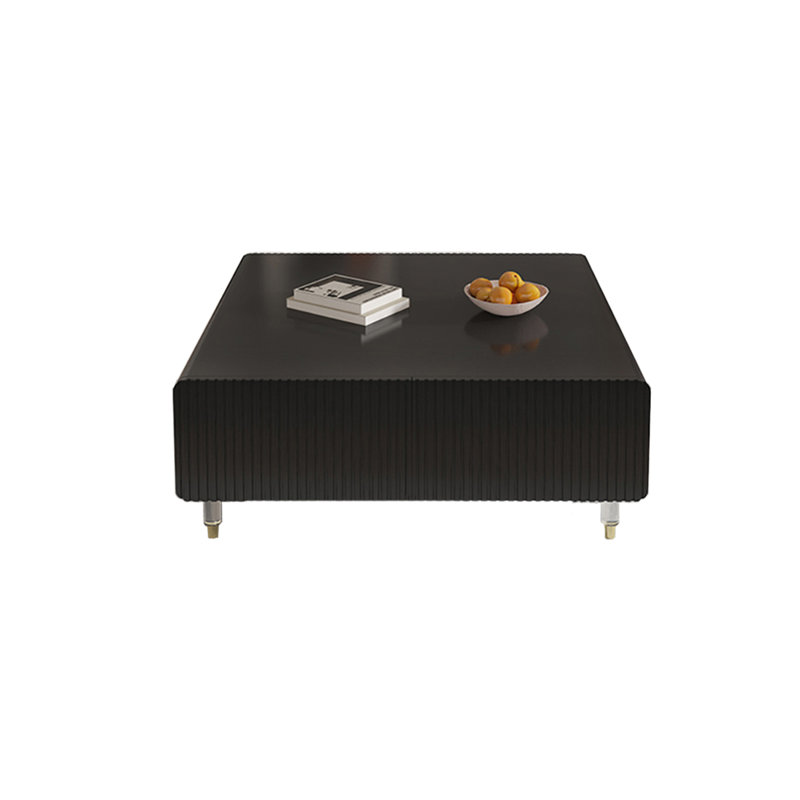Table basse moderne en bois avec tiroirs fermés, Noir, H 16,53 po x L 47,24 po x l 47,24 po