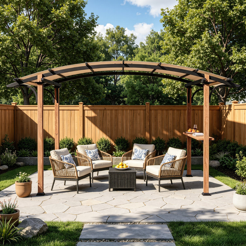11 ft. x 8.8 ft. Aluminum Pergola with Canopy, Powder Coat, 11 ft. W x 8.8 ft. D