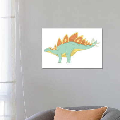 Stegosaurus Pencil Drawing With Digital Colour by Alice Turner - Wrapped Canvas Painting
