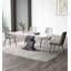 Italian minimalist rectangular glossy white sintered stone dining table-110870205