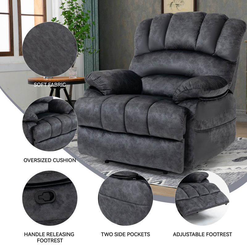 Fauteuil inclinable manuel, siège de cinéma maison avec dossier réglable pour le salon, Gris