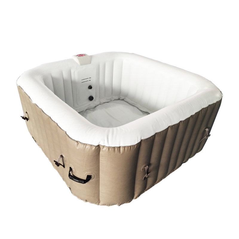 Aleko 4 Person 130 Jet Inflatable Hot Tub, Brown