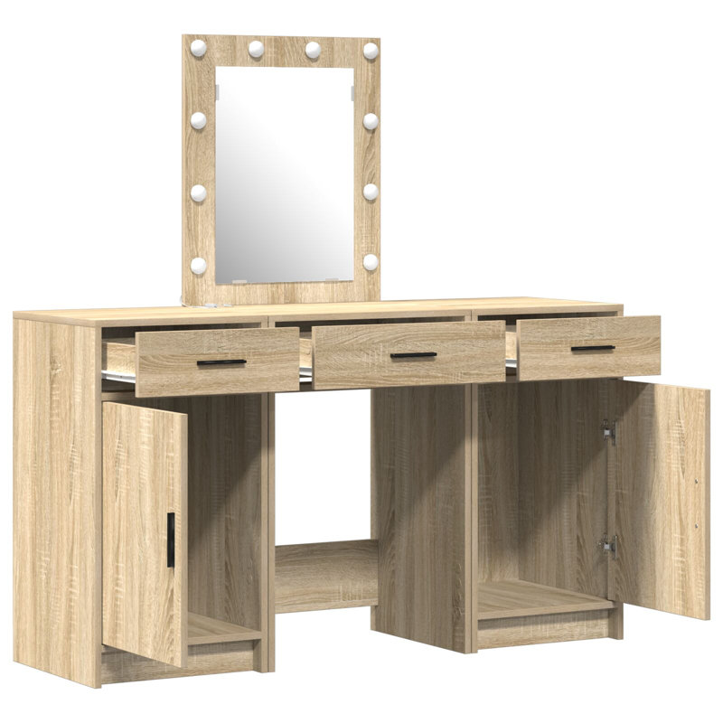 Dressing Table with Mirror, Sonoma Oak