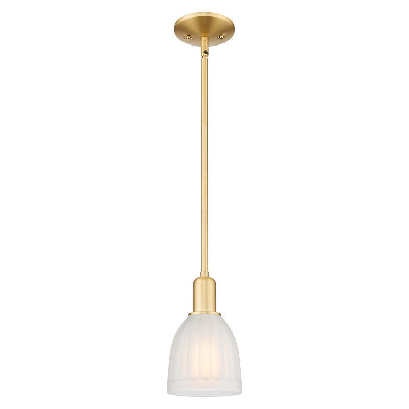 Arcadia - Bentham - 1 Light 6" Stem Hung Mini Pendant - Satin Gold Finish - White Shade, Satin Gold