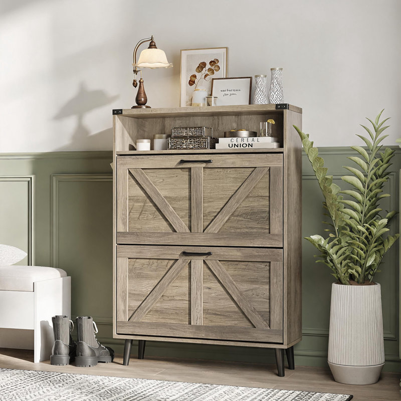 Armoire de rangement pour chaussures 16 tiroirs, gris