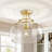 1-light Industrial Round Ceiling Light Fixture with Clear Glass Shade