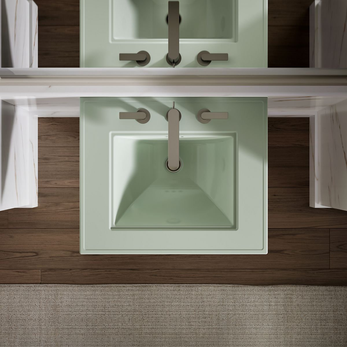 Memoirs Stately Pedestal Bathroom Sink, 8" Centers, 34.75" H x 20.5" W x 24.5" L, Aspen Green