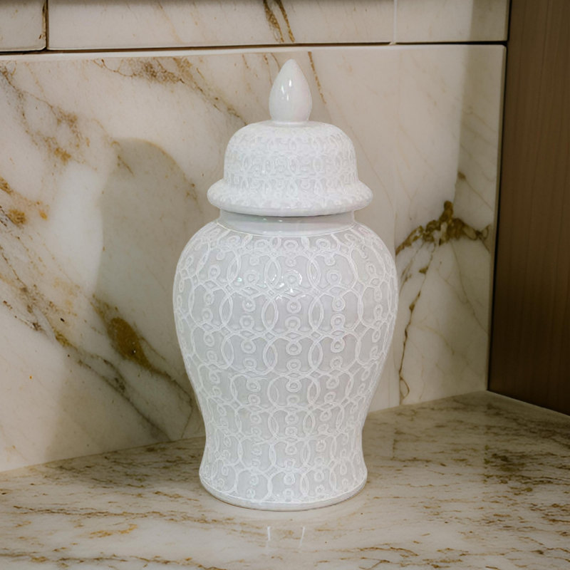 Charito Jar, White, 33'' H x 16'' W x 16'' D
