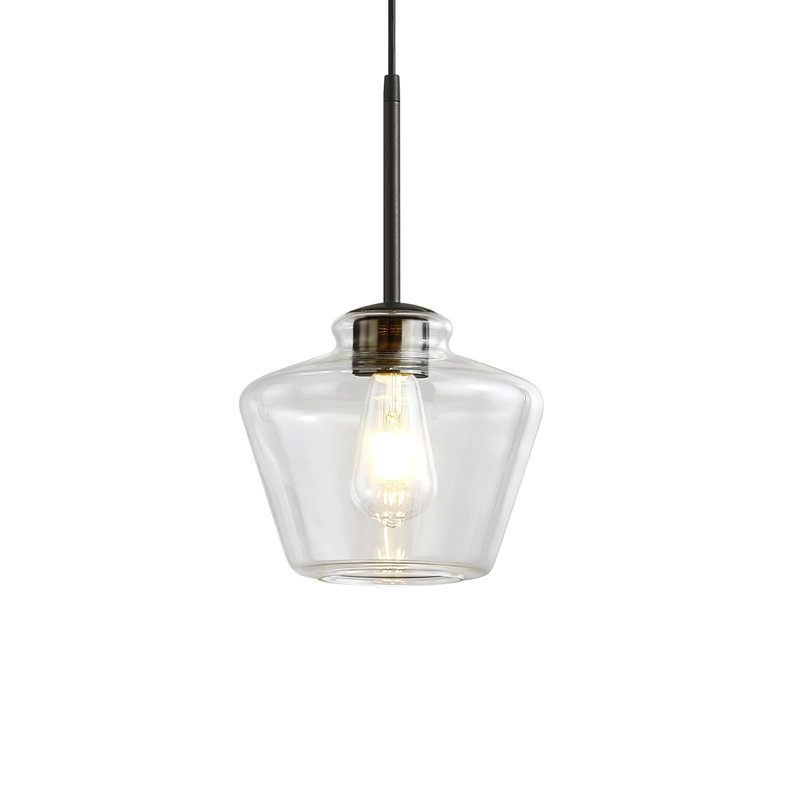 Luminaire suspendu 1 lumière Shwana, Bronze foncé, Transparent