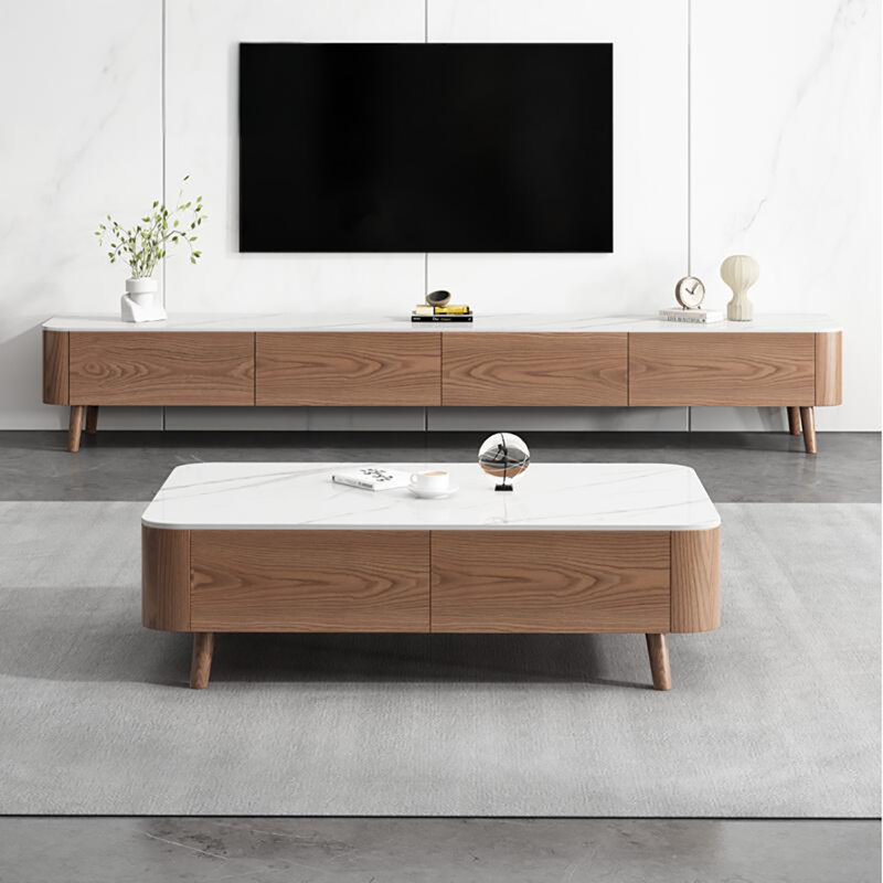 Home walnut stone table, 17.7" H x 51.2" L x 27.6" W