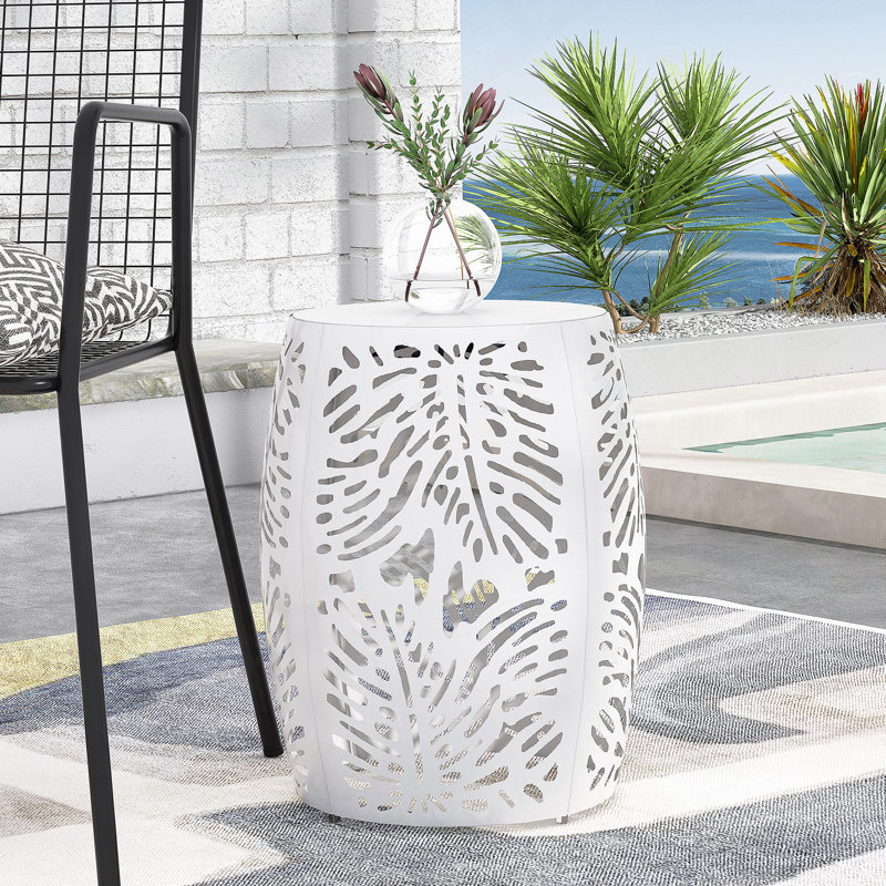 Metal End Table -Large, White