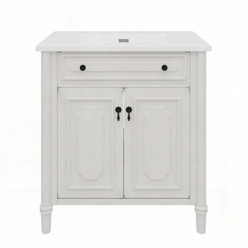 Meuble-lavabo de salle de bain avec lavabo, Blanc