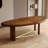 Brown Curved Solid Wood Dining Table-1917722433